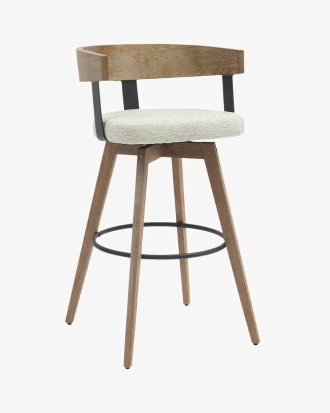 Modern Σκαμπό Μπαρ Περιστρεφόμενο σε Εκρού 74.5cm