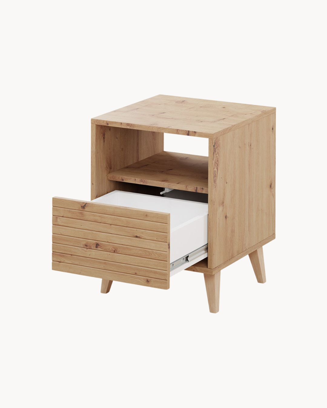 Natural Modern Ξύλινο Κομοδίνο Με Ράφι 40x40x52εκ Φυσικό - Image 3