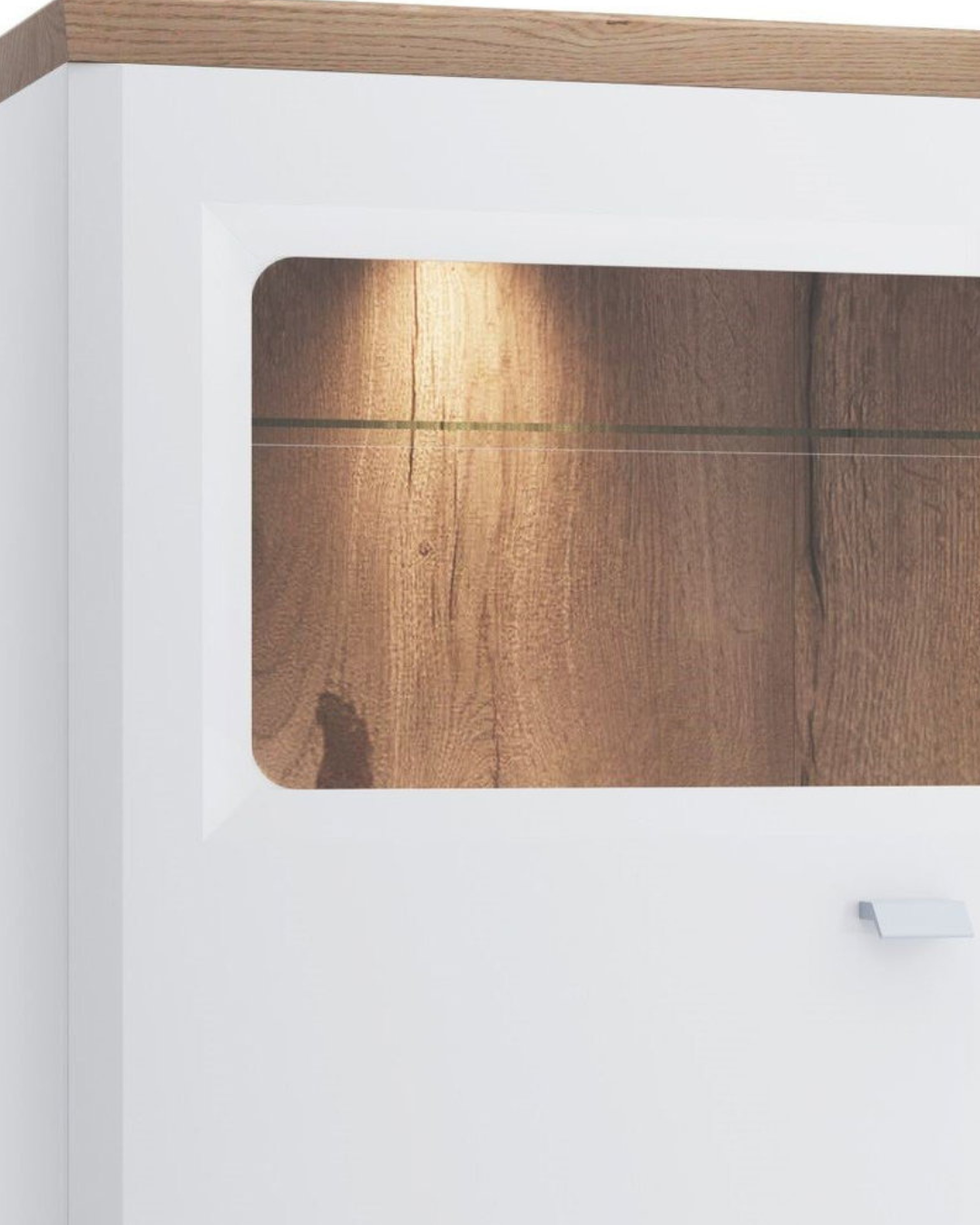 Modern Minimal Βιτρίνα Μπαρ 112cm με Γυάλινη Πρόσοψη & Φωτισμό - Image 3