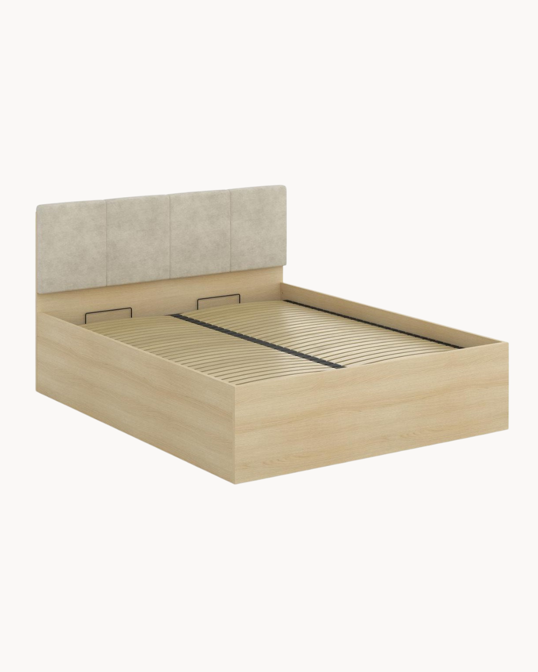 Modern Upholstered Κρεβάτι με Αποθηκευτικό Χώρο 3 Μεγέθη Μπεζ - Image 3