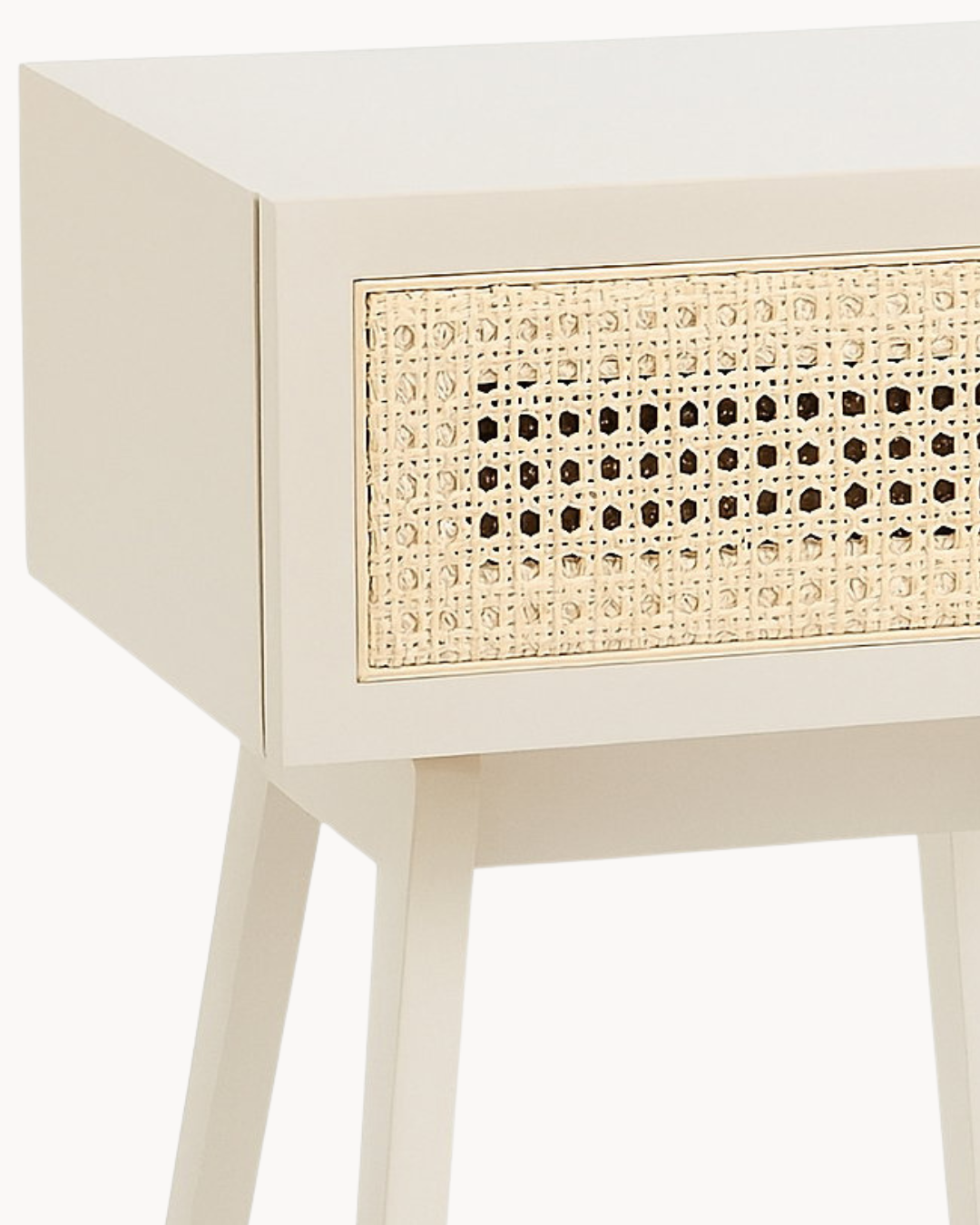 Boho Scandi Ξύλινο Κομοδίνο 40x35x58εκ εκρού - Image 3