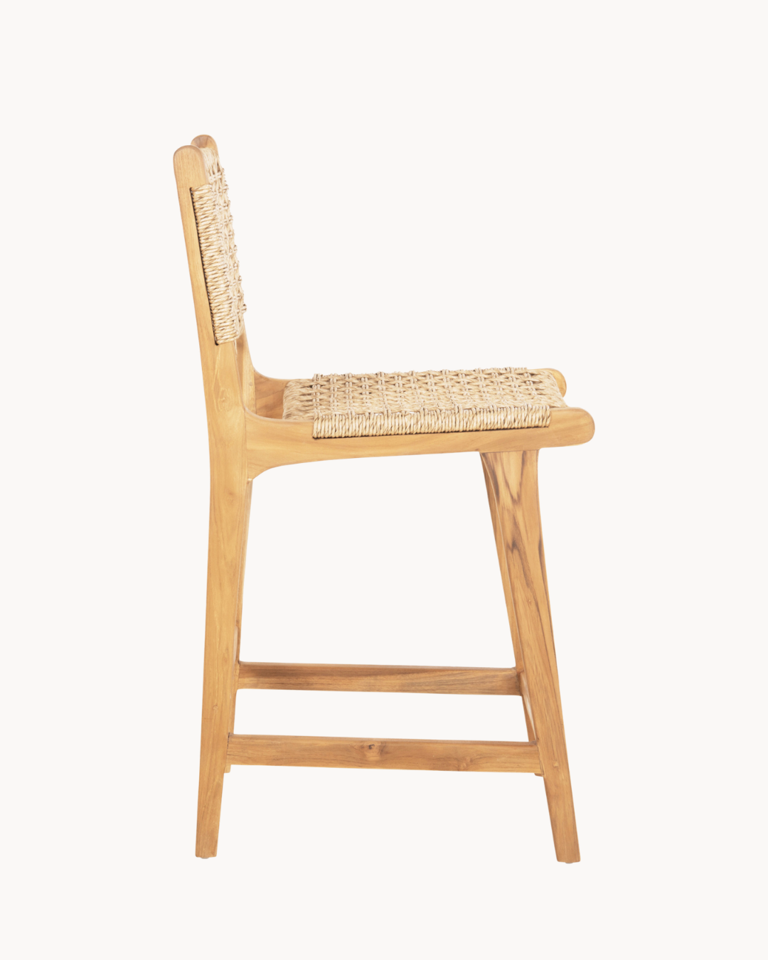 Boho Σκαμπό Μπαρ από Μασίφ Teak με Σχοινί VIRO 60cm - Image 4