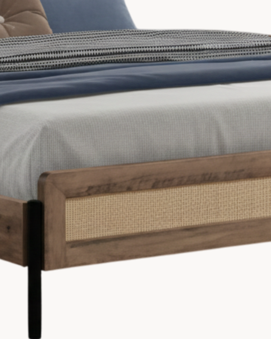 Rustic Ξύλινο Κρεβάτι Rattan Φυσικό 165cm - Image 4