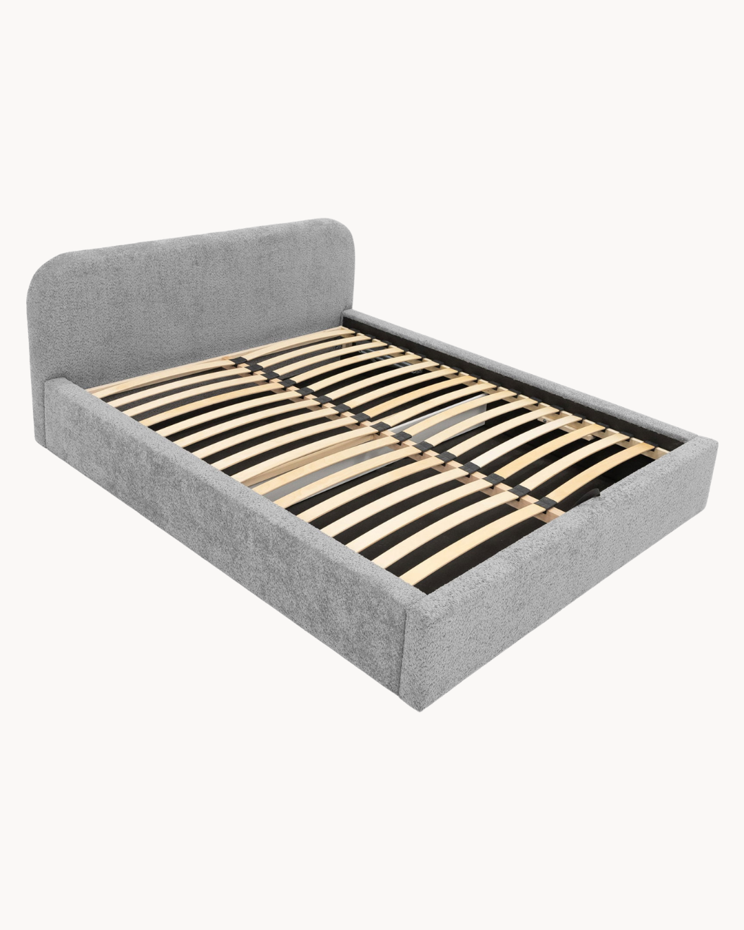 Modern Upholstered Κρεβάτι 3 Μεγέθη με Αποθηκευτικό Χώρο Ύφασμα Μπεζ - Image 3
