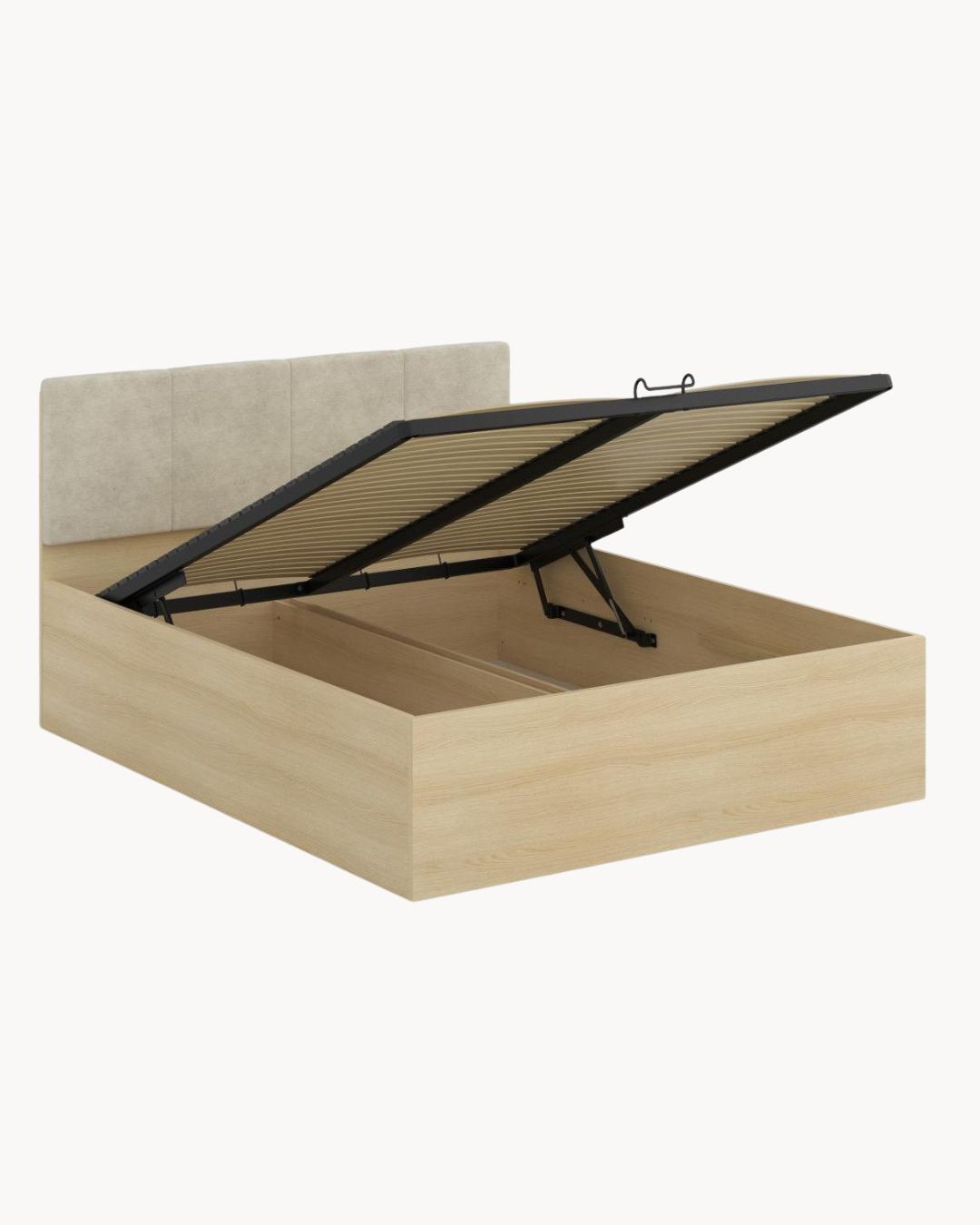 Modern Upholstered Κρεβάτι με Αποθηκευτικό Χώρο 3 Μεγέθη Μπεζ - Image 4