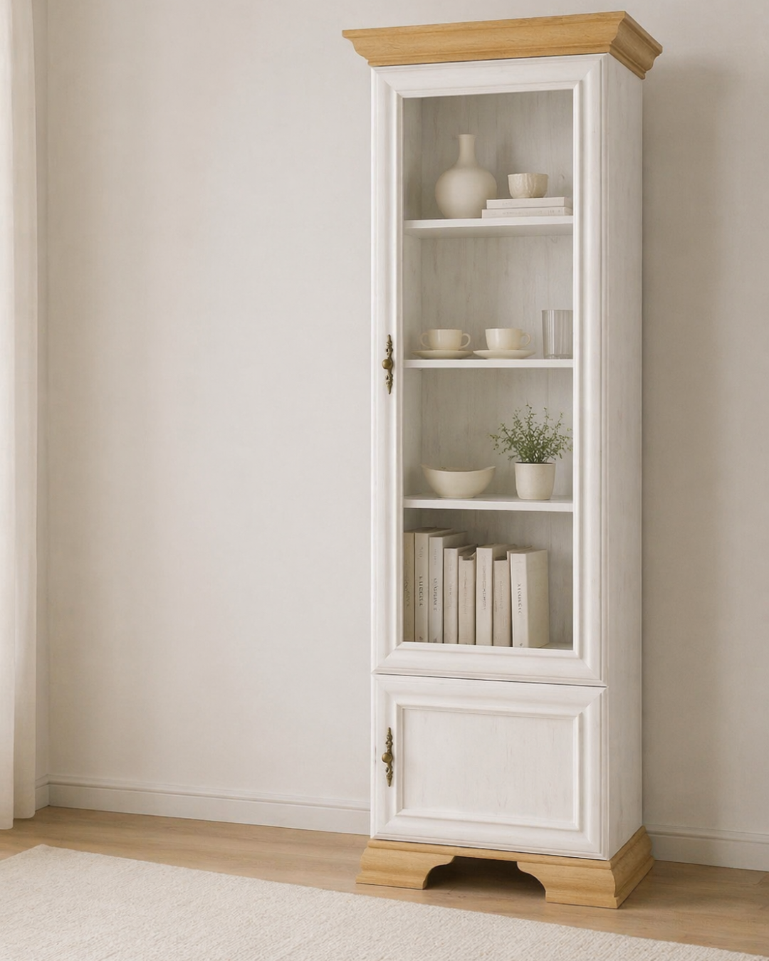 Vintage Classic Βιτρίνα Στήλη Jaden 70,5cm με Γυάλινη Πρόσοψη Λευκό - Image 2