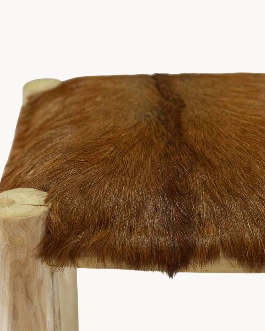 Rustic Σκαμπό Μπαρ από Μασίφ Teak & Γνήσιο Δέρμα Κατσίκας 76cm - Image 5