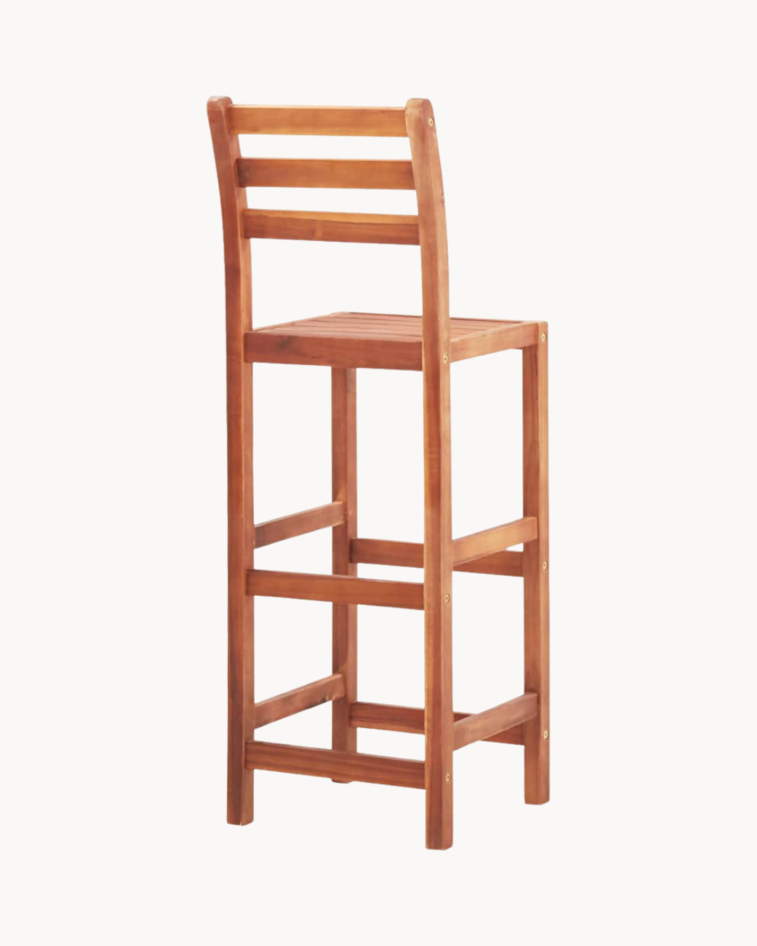 Minimal Σκαμπό Μπαρ από Μασίφ Ακακία με Πλάτη 76cm Φυσικό - Image 5