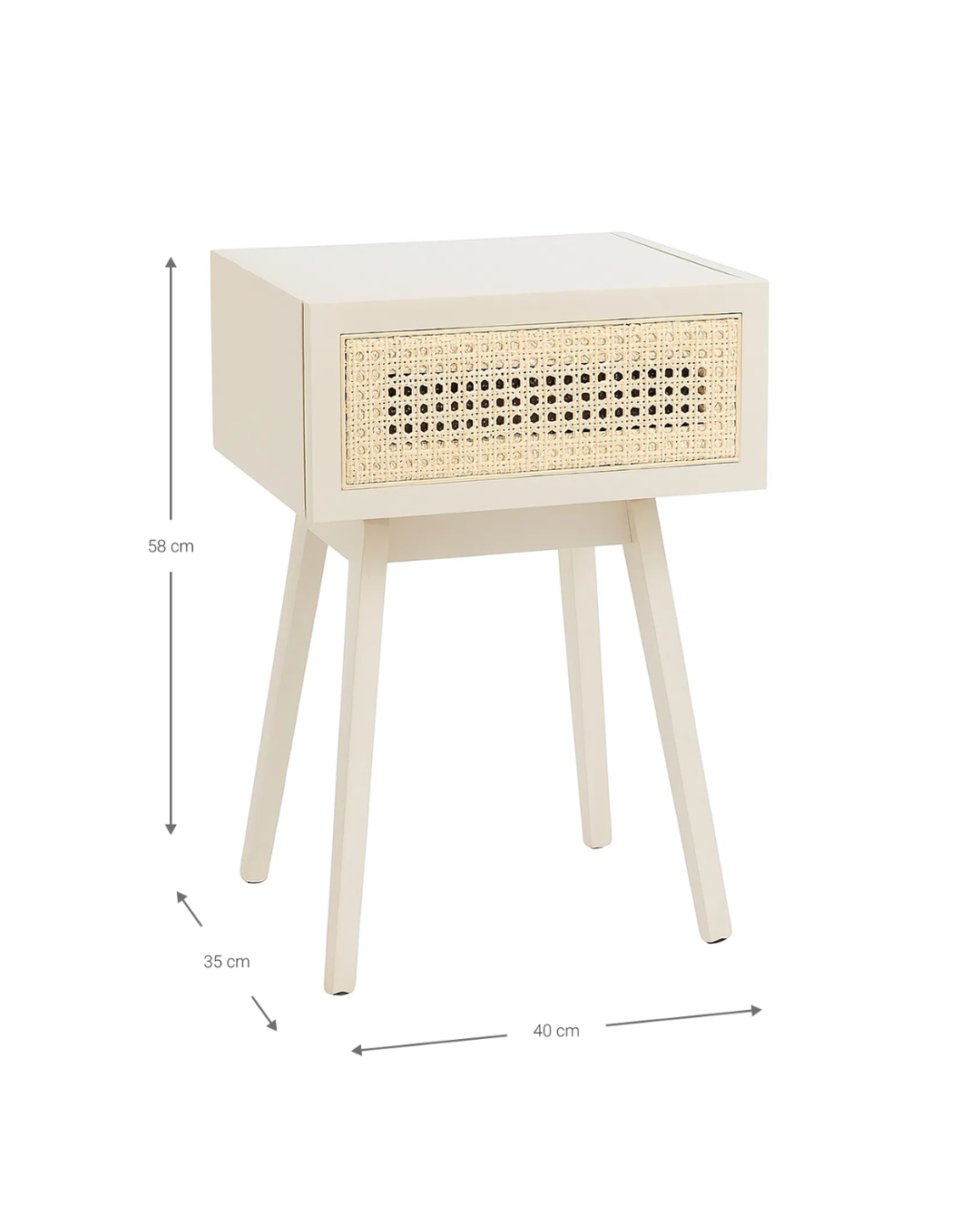 Boho Scandi Ξύλινο Κομοδίνο 40x35x58εκ εκρού - Image 4