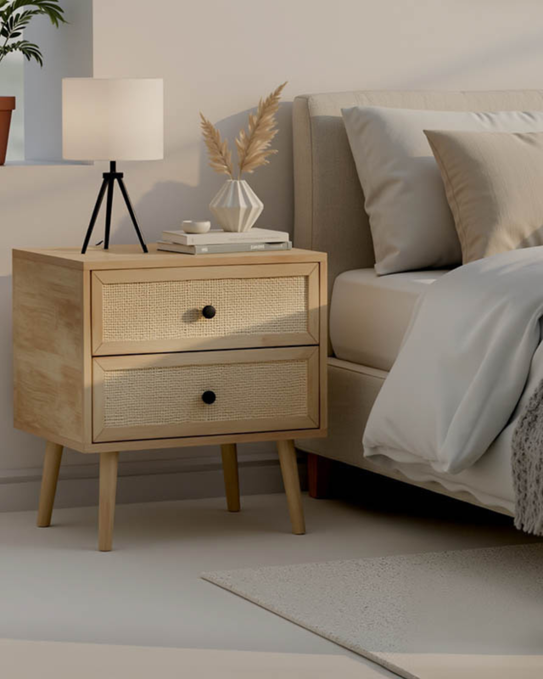 Boho Κομοδίνο Rattan 50x39x55εκ Φυσικό - Image 2
