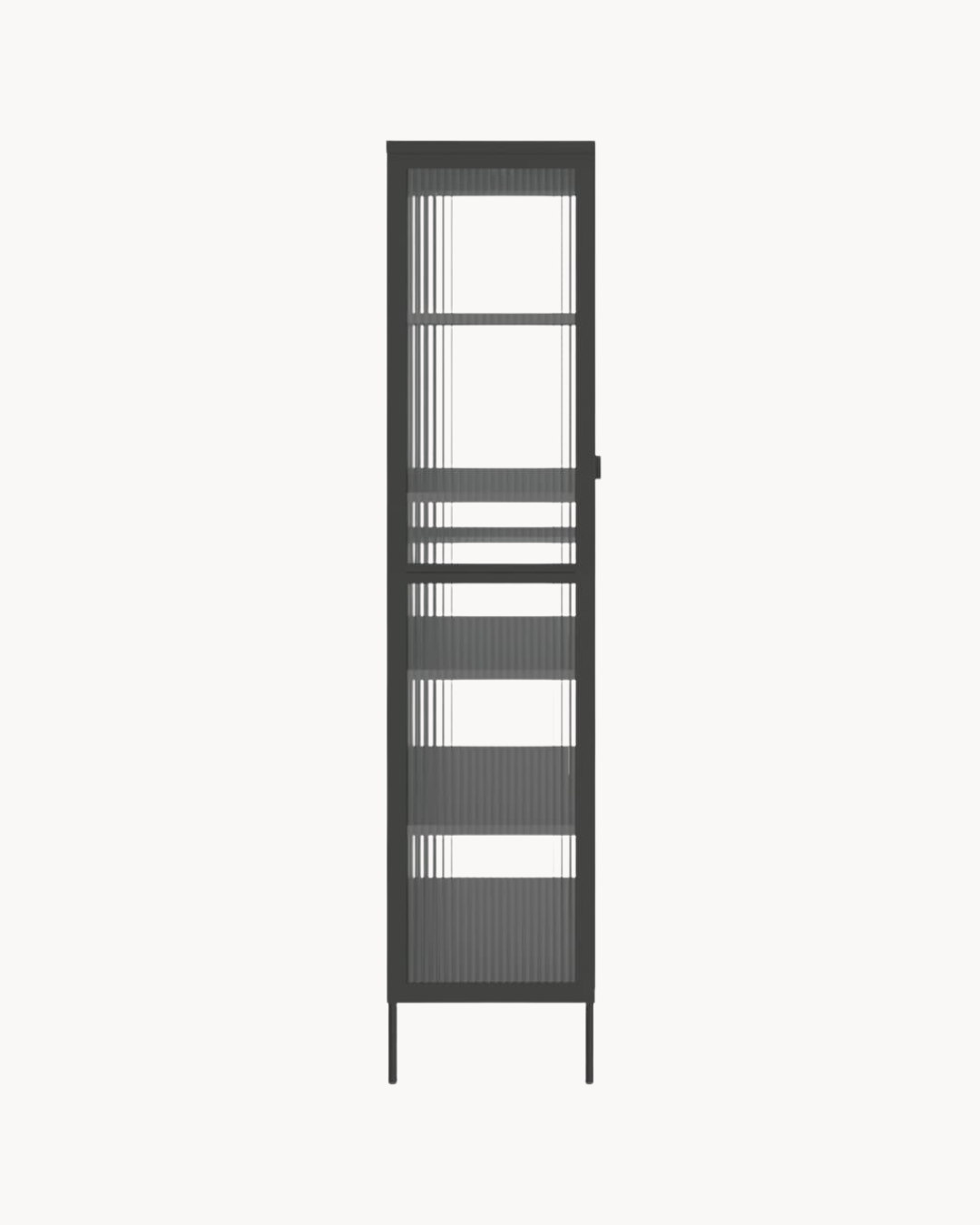 Industrial Contemporary Βιτρίνα Ατσάλι & Αυλακωτό Γυαλί 85cm Μαύρο - Image 7