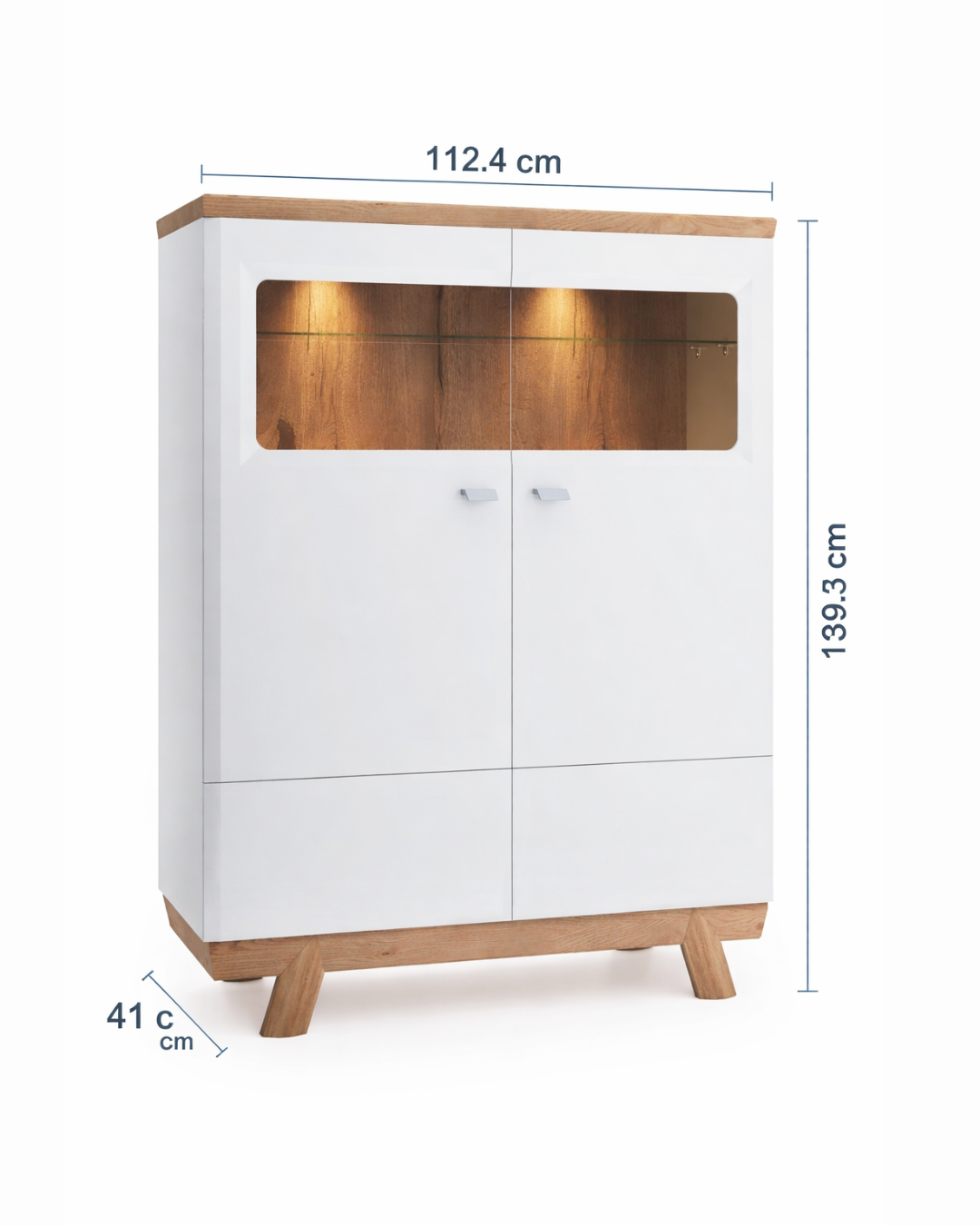 Modern Minimal Βιτρίνα Μπαρ 112cm με Γυάλινη Πρόσοψη & Φωτισμό - Image 5