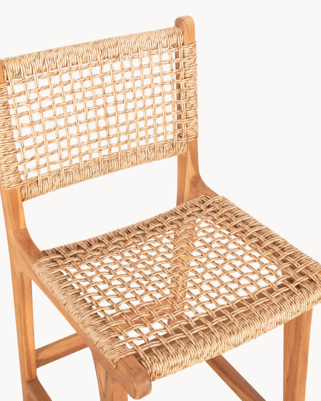 Boho Σκαμπό Μπαρ από Μασίφ Teak με Σχοινί VIRO 60cm - Image 6