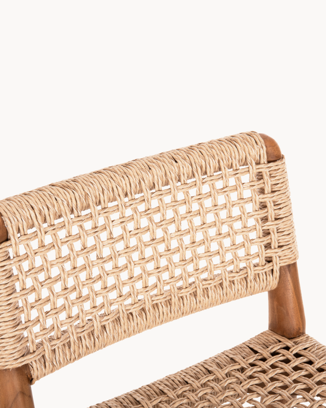 Boho Σκαμπό Μπαρ από Μασίφ Teak με Σχοινί VIRO 75cm - Image 6