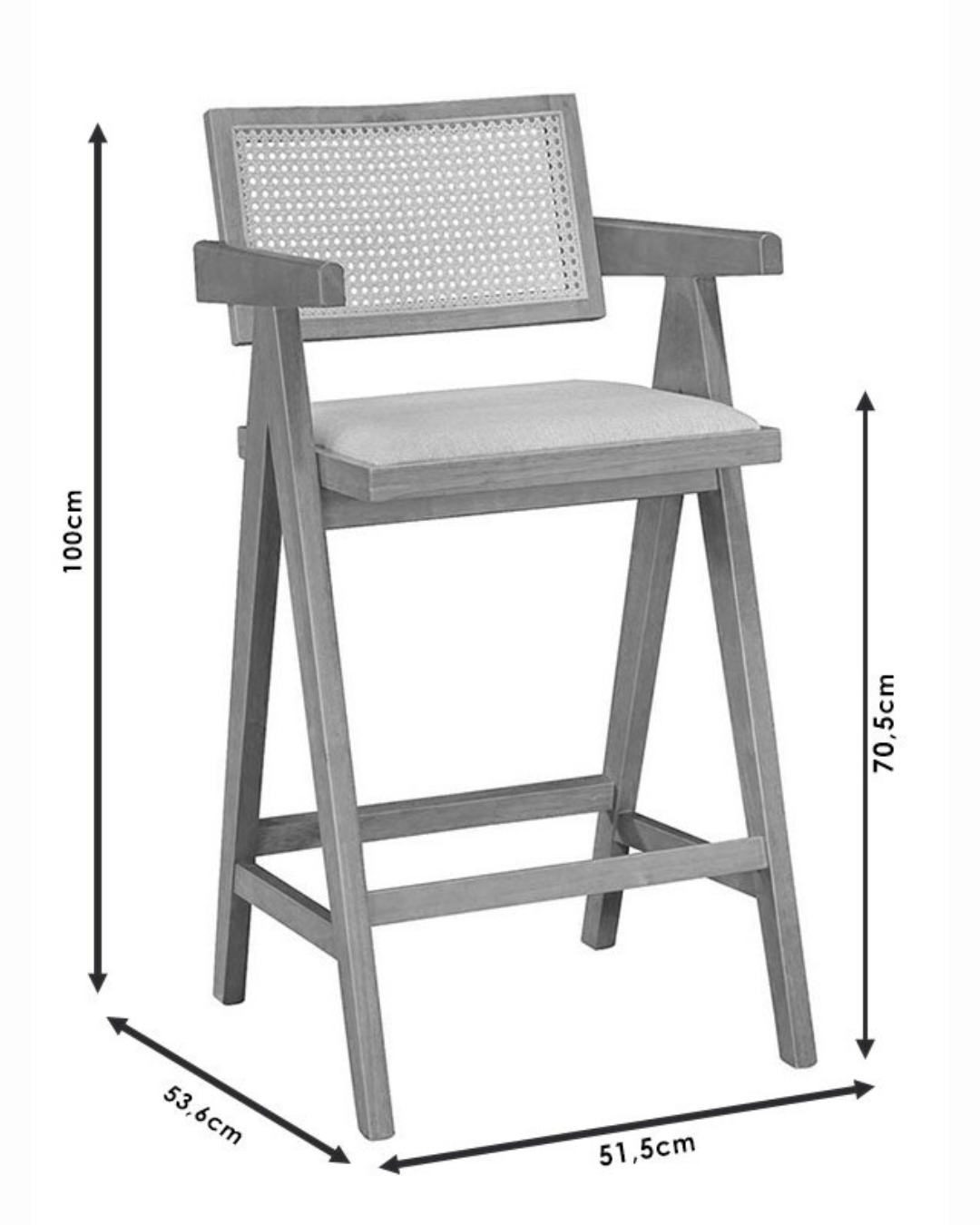 Modern Σκαμπό Μπαρ με Μπράτσα από Rubberwood 70cm - Image 5