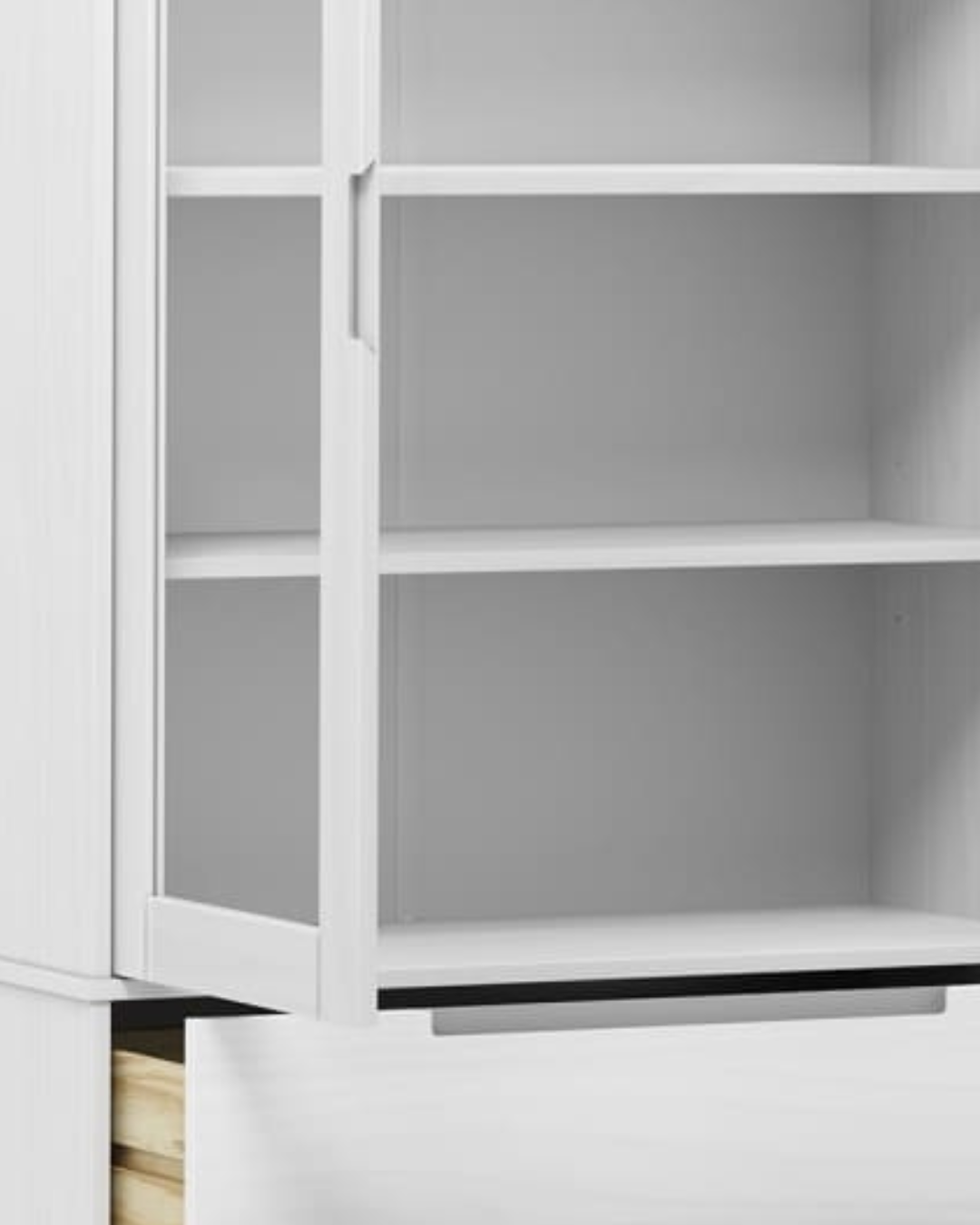 Scandinavian Βιτρίνα Μασίφ Ξύλο Πεύκου 90cm Λευκό - Image 5