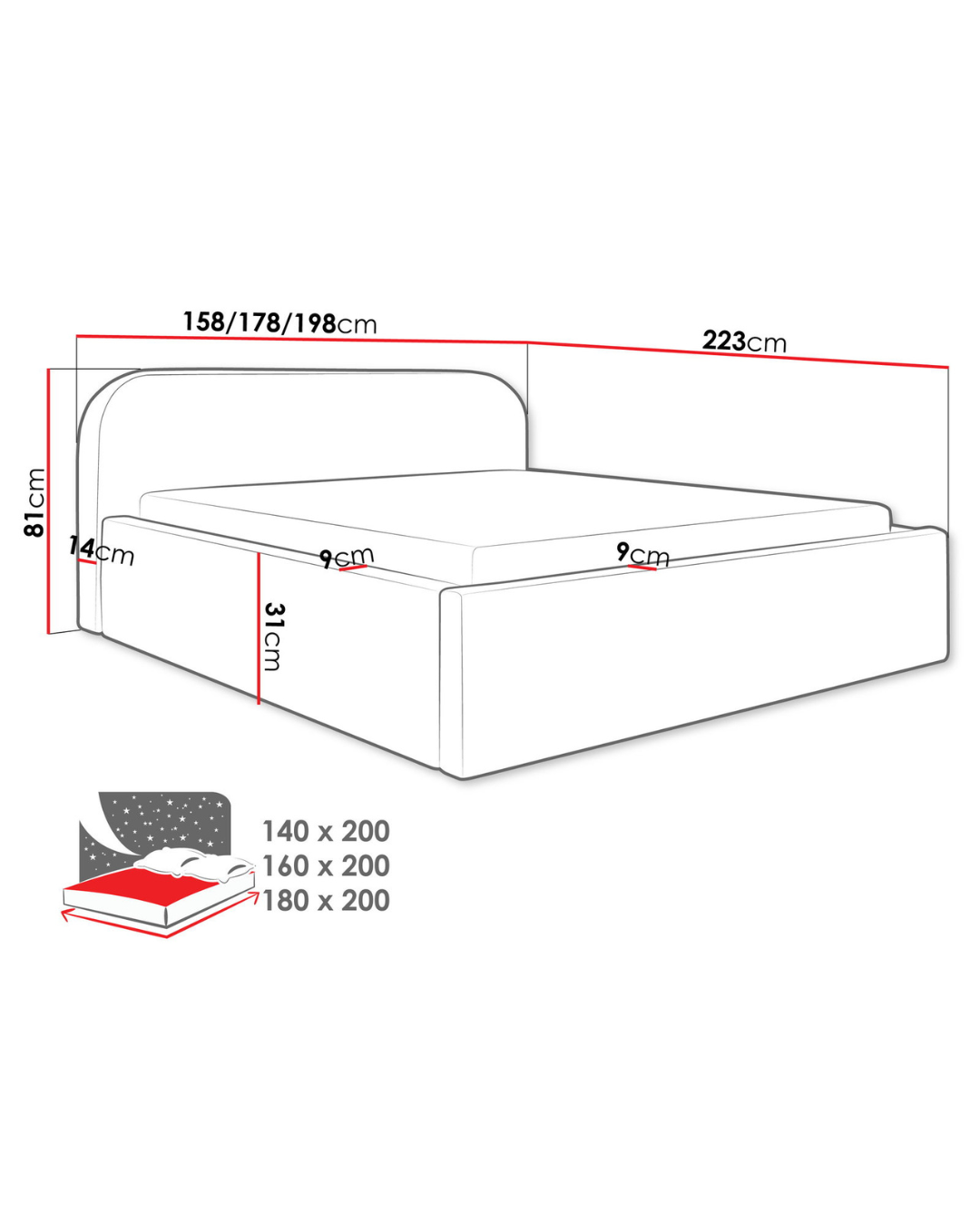 Modern Upholstered Κρεβάτι 3 Μεγέθη με Αποθηκευτικό Χώρο Ύφασμα Εκρού - Image 5