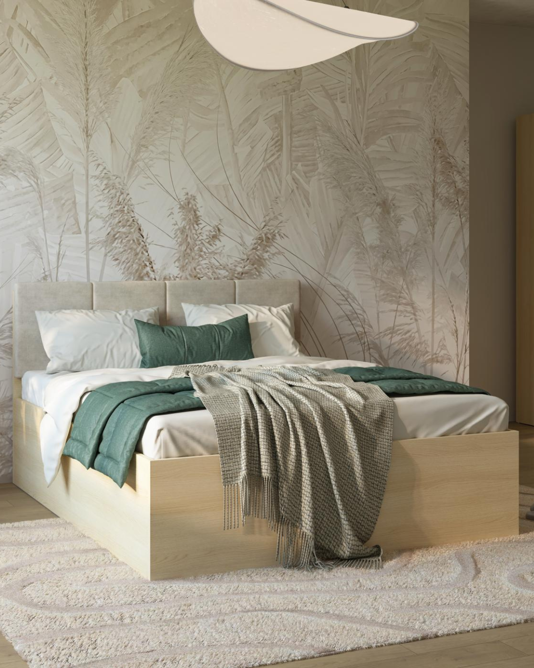 Modern Upholstered Κρεβάτι με Αποθηκευτικό Χώρο 3 Μεγέθη Μπεζ - Image 2