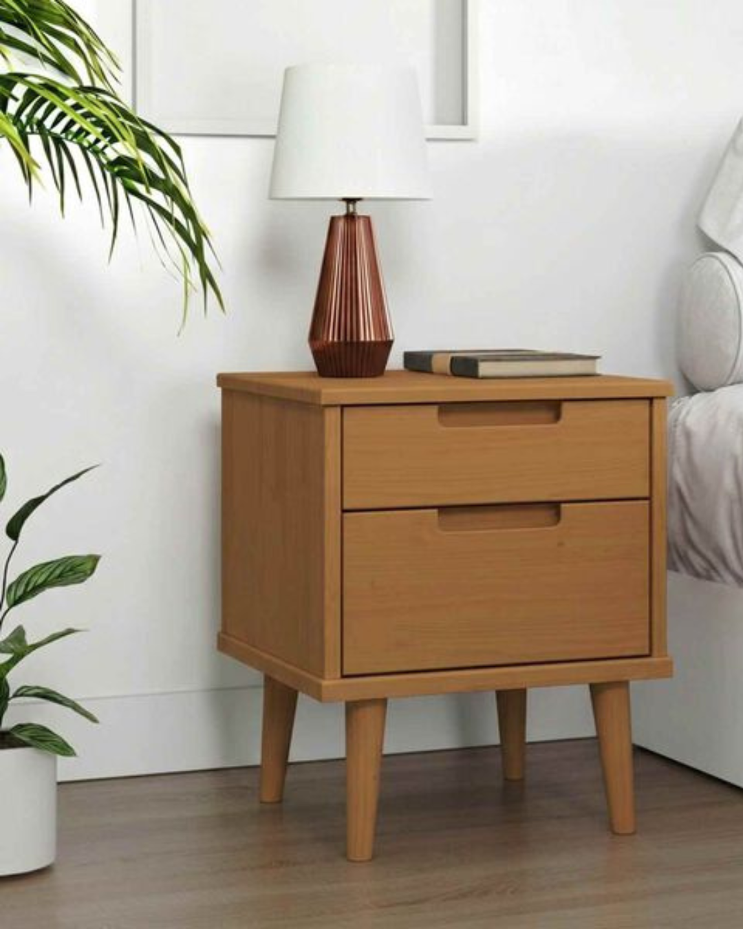 Minimal Κομοδίνο από Μασίφ Ξύλο Πεύκου 40x35x48εκ καραμέλα - Image 2