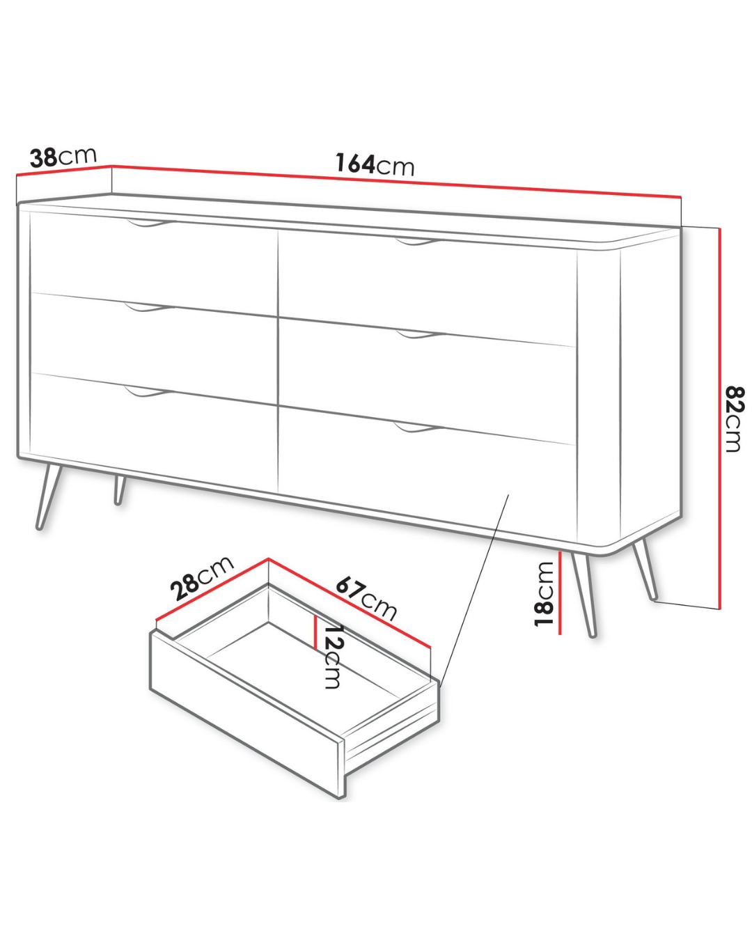 Διπλή Μοντέρνα Συρταριέρα 164x38x82εκ χρώμα εκρού - Image 4