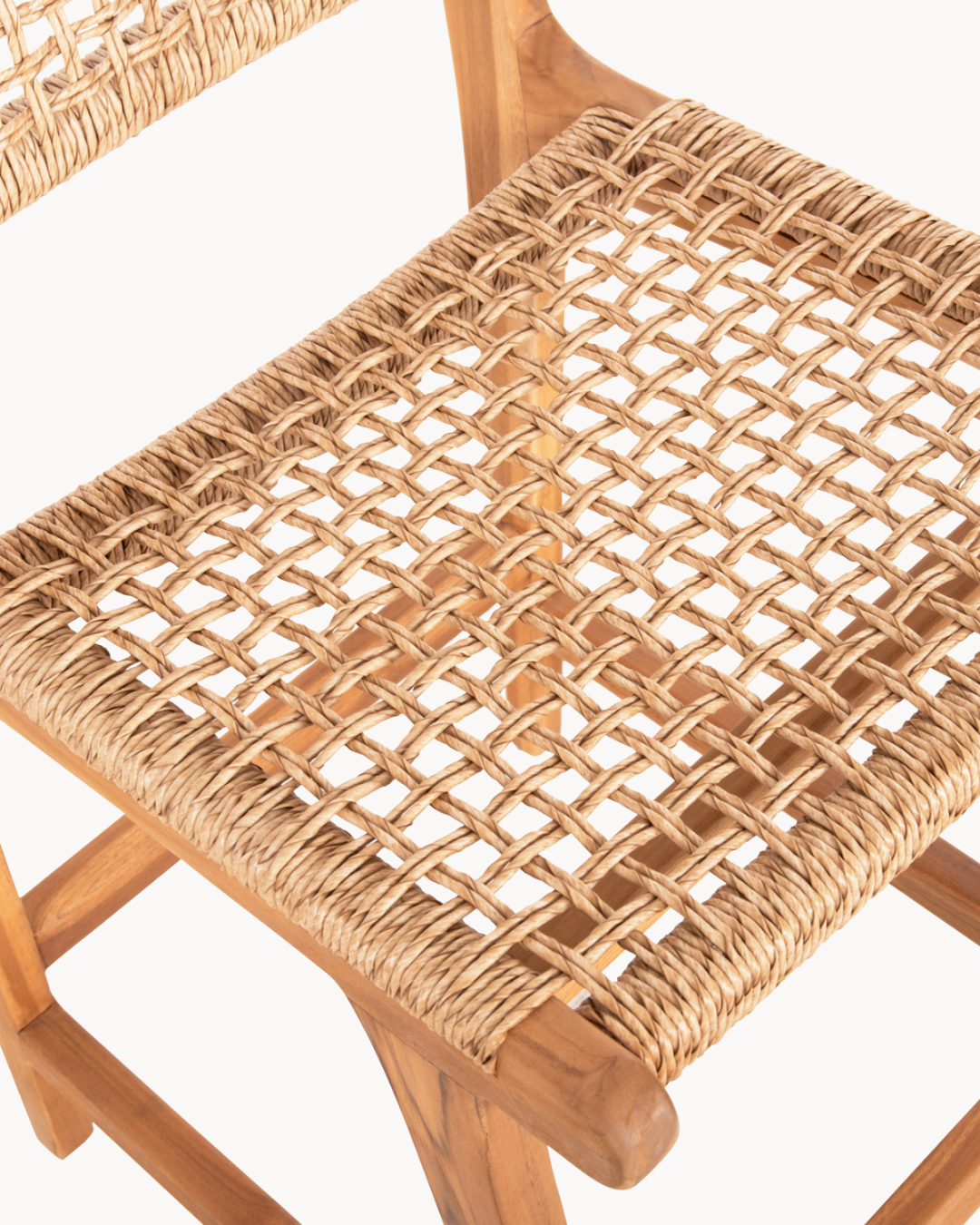 Boho Σκαμπό Μπαρ από Μασίφ Teak με Σχοινί VIRO 60cm - Image 7