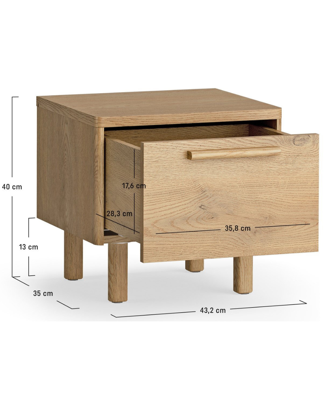 Scandi Κομοδίνο από Ξύλο Βελανιδιάς 43,2x35x40εκ φυσικό - Image 6
