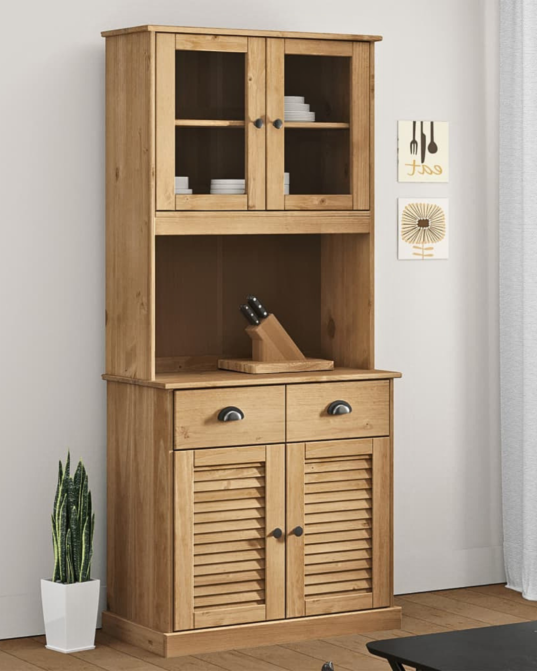 Rustic Modern Βιτρίνα Σκευοθήκη VIGO 78cm Φυσικό Μελί - Image 2