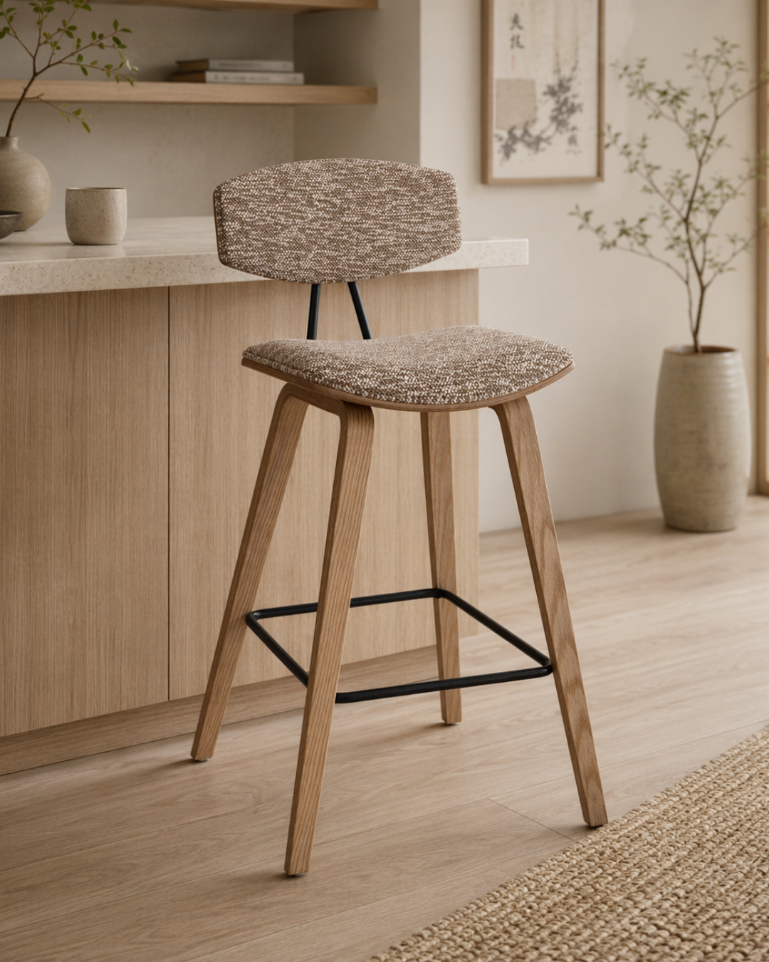 Modern Σκαμπό Μπαρ από Plywood Θαλάσσης σε Καφέ 67cm - Image 2