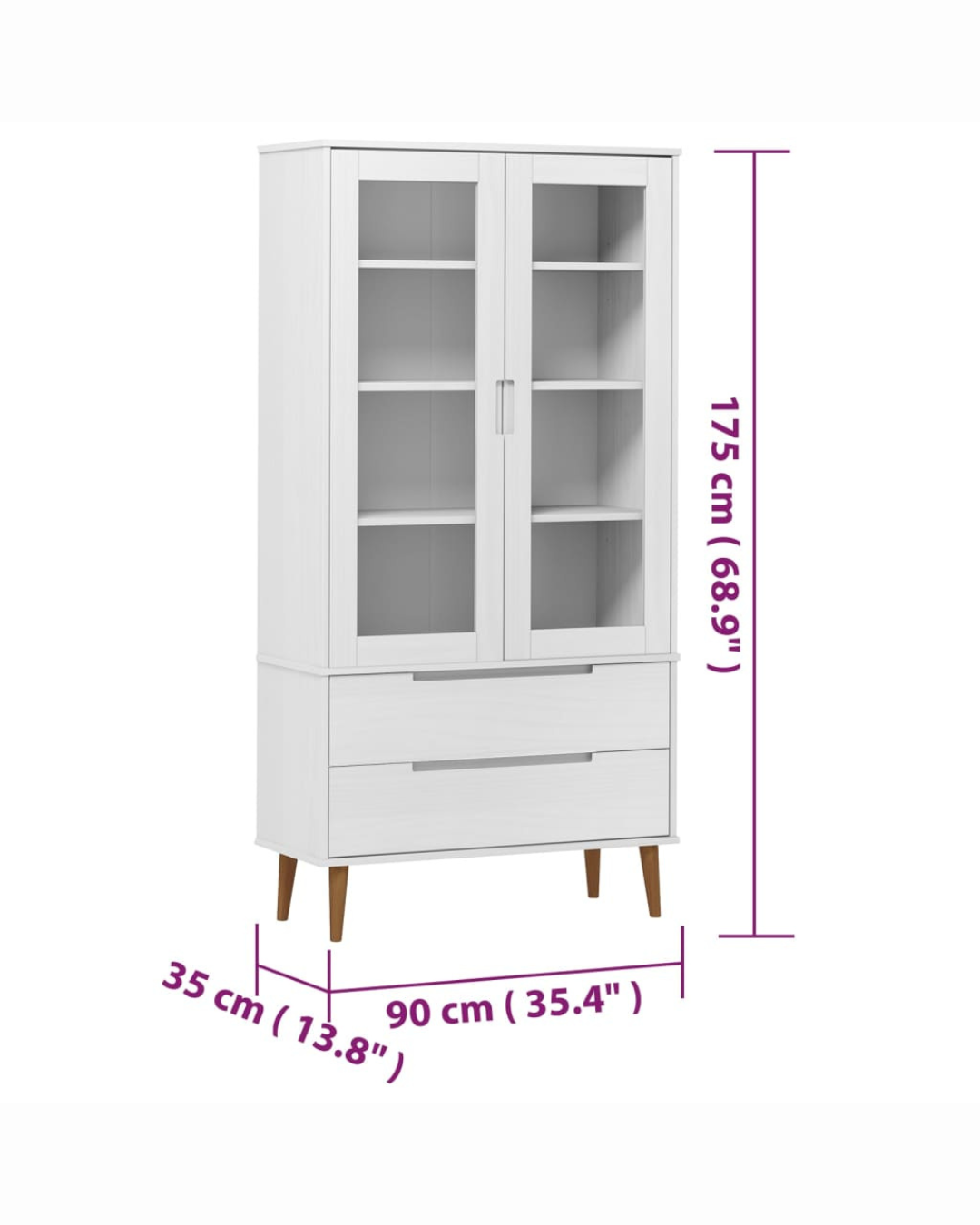 Scandinavian Βιτρίνα Μασίφ Ξύλο Πεύκου 90cm Λευκό - Image 7