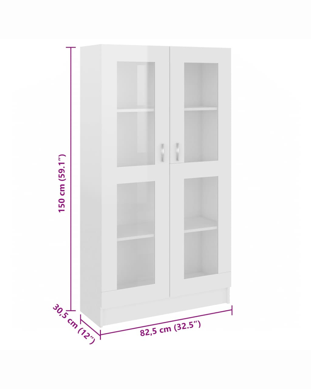Modern Βιτρίνα 82,5cm Λευκό Γυαλιστερό - Image 7