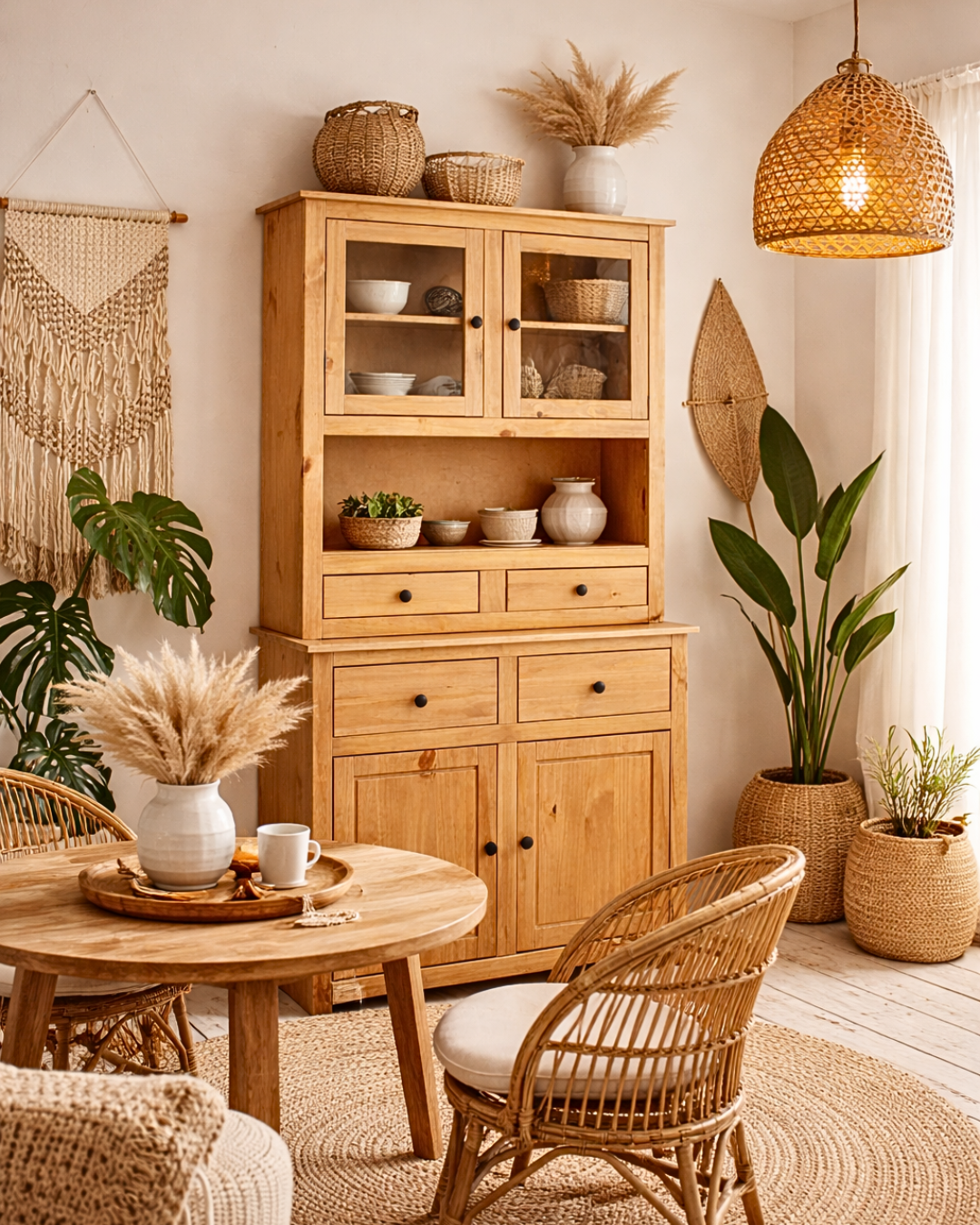 Rustic Modern Βιτρίνα Σκευοθήκη 93cm Φυσικό - Image 2