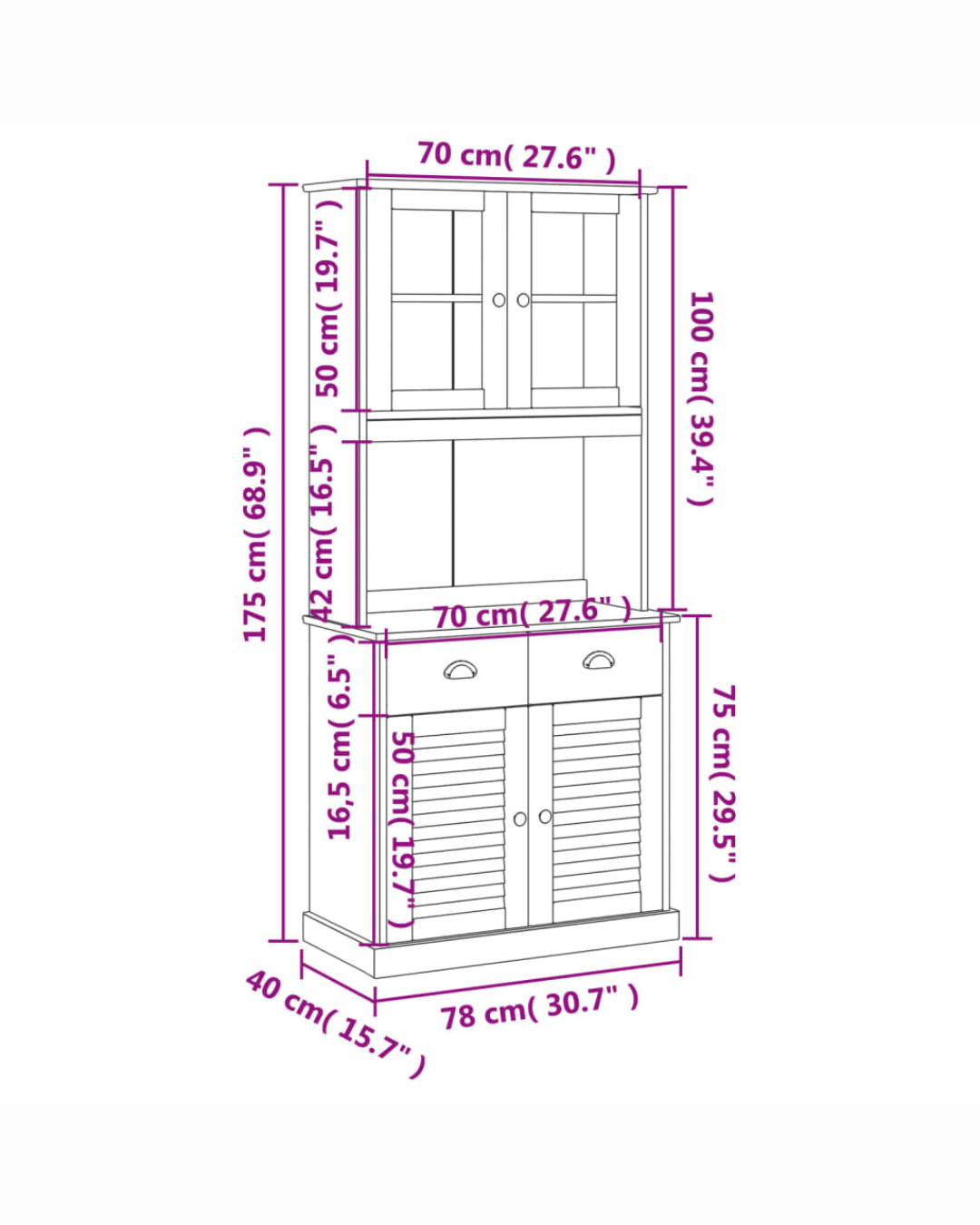 Rustic Modern Βιτρίνα Σκευοθήκη VIGO 78cm Φυσικό Μελί - Image 8