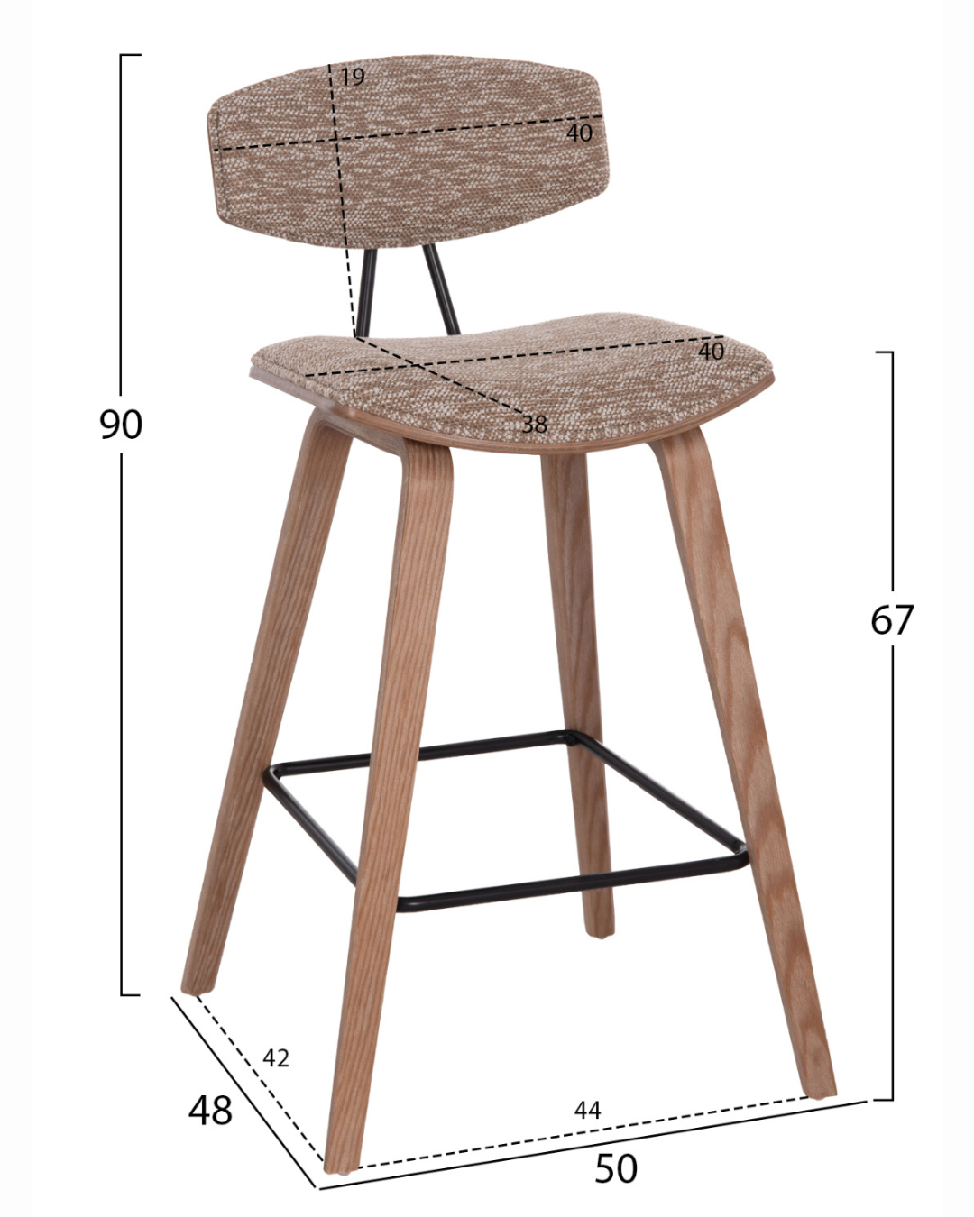 Modern Σκαμπό Μπαρ από Plywood Θαλάσσης σε Καφέ 67cm - Image 8