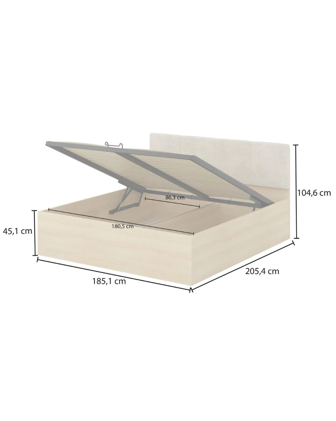 Modern Upholstered Κρεβάτι με Αποθηκευτικό Χώρο 3 Μεγέθη Μπεζ - Image 6