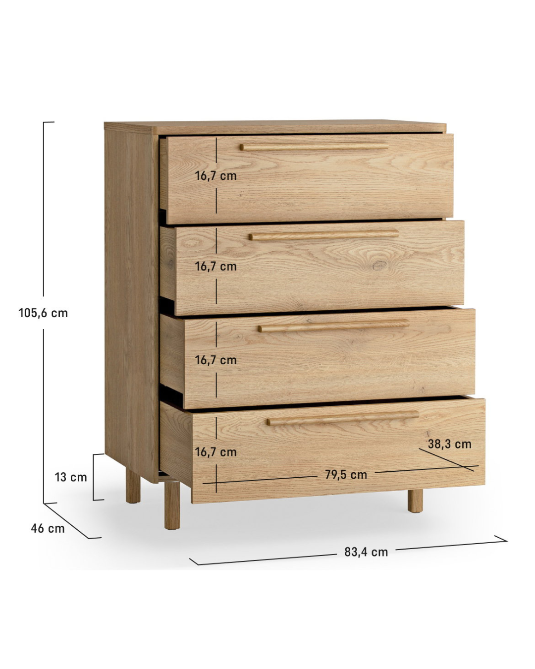 Scandi Συρταριέρα Με 4 Συρτάρια 83,4x46x105,6εκ φυσικό - Image 8
