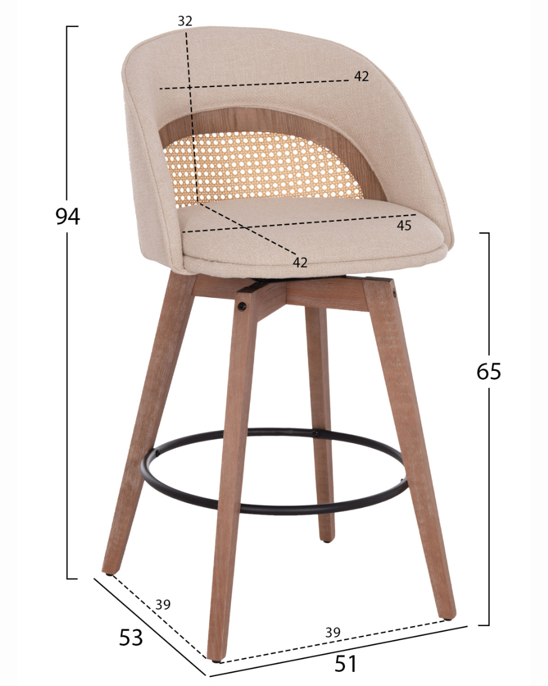 Modern Σκαμπό Μπαρ Περιστρεφόμενο σε Εκρού 65cm - Image 9