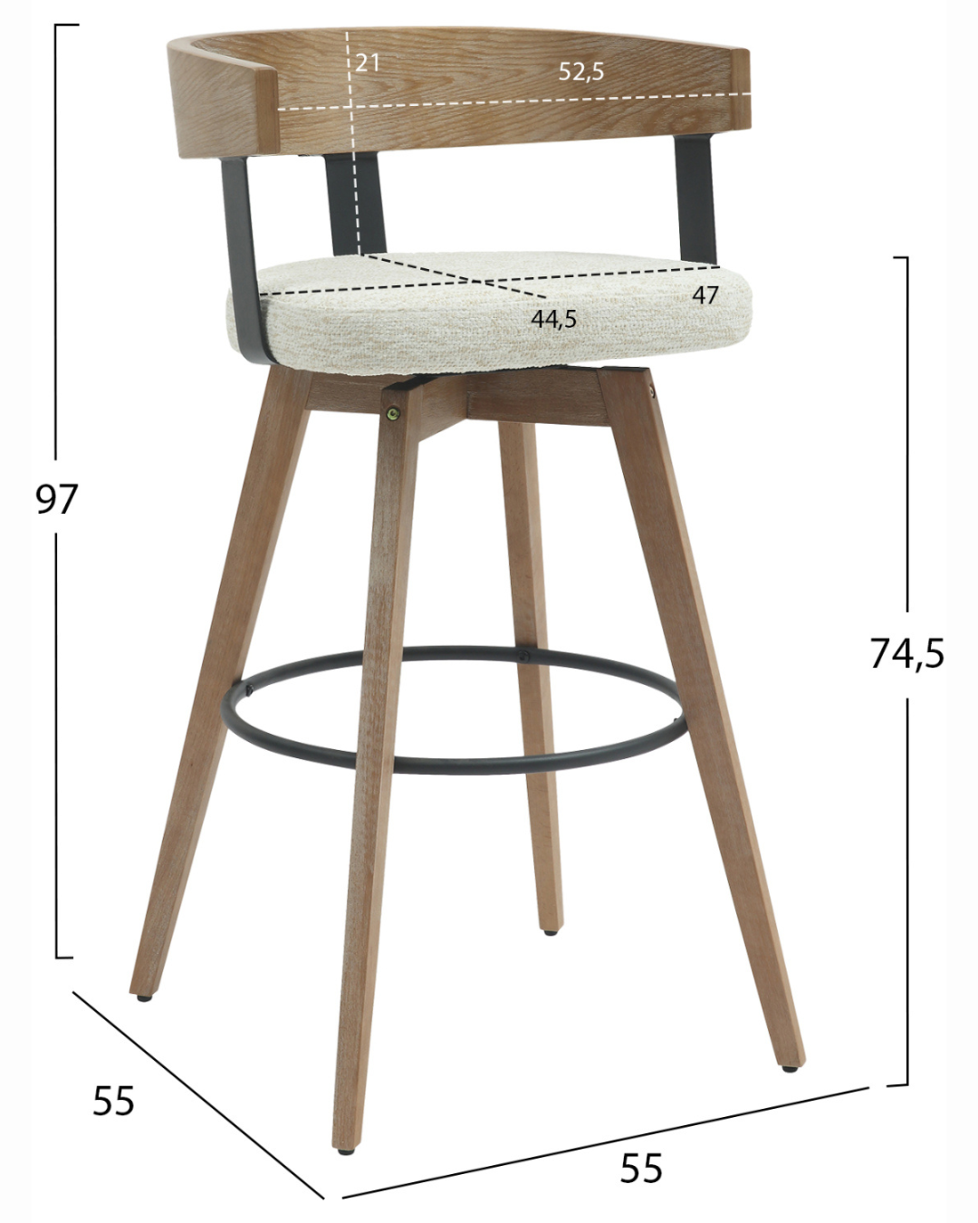 Modern Σκαμπό Μπαρ Περιστρεφόμενο σε Εκρού 74.5cm - Image 9