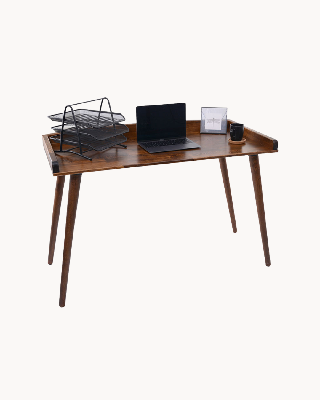 Modern Γραφείο Εργασίας από Ξύλο Πεύκου 119cm Καρυδί - Image 5