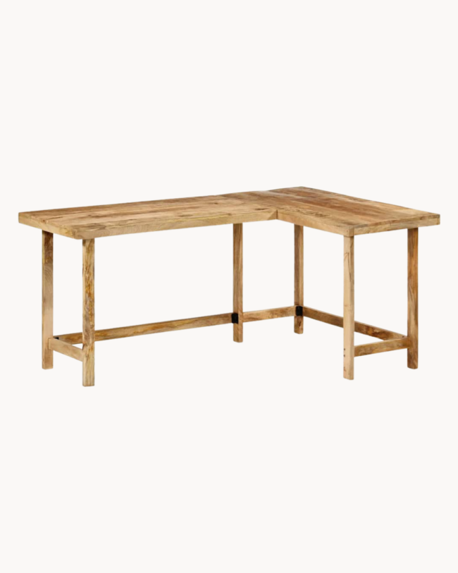 Japandi Ξύλινο Γωνιακό Γραφείο 165cm φυσικό