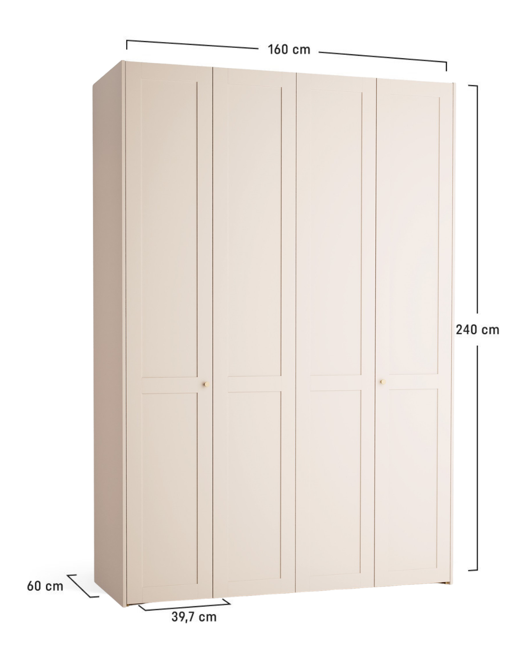 Minimal Μοντέρνα Ντουλάπα σε 3 Μεγέθη 125/160/300 εκ Εκρού - Image 9