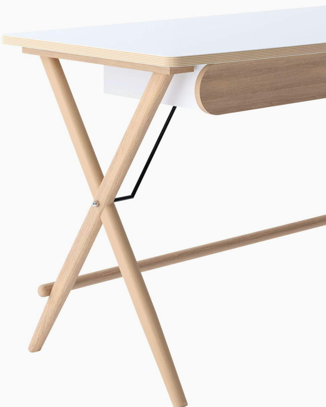Modern Γραφείο με Ξύλινα Πόδια 135cm φυσικό/λευκό - Image 5