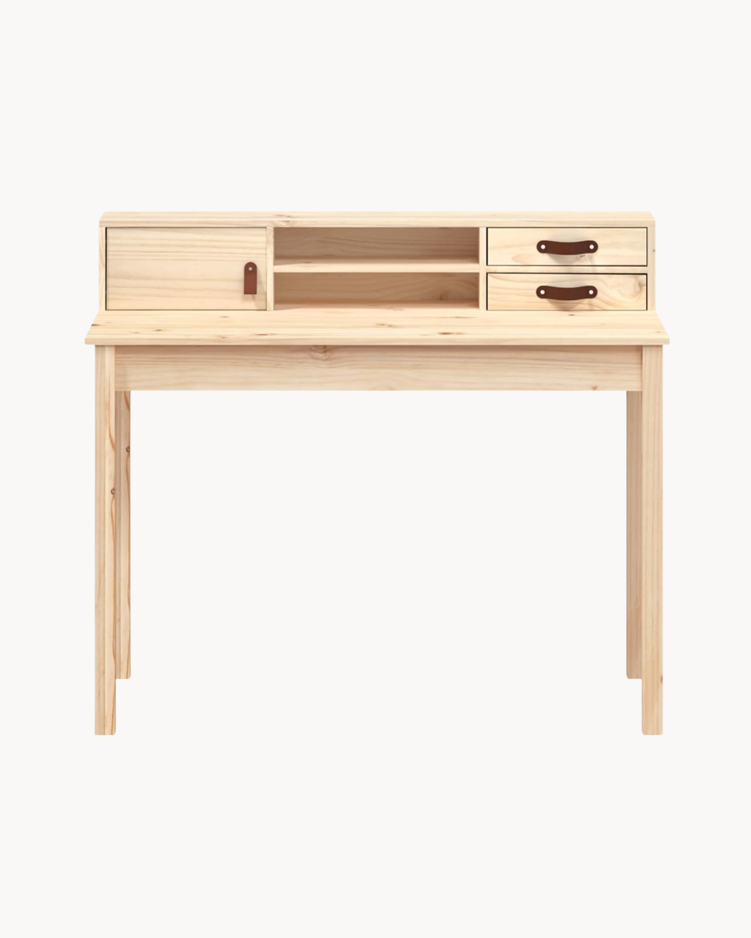 Minimal Ξύλινο Γραφείο με δύο ανοιχτά ράφια 110cm φυσικό - Image 2
