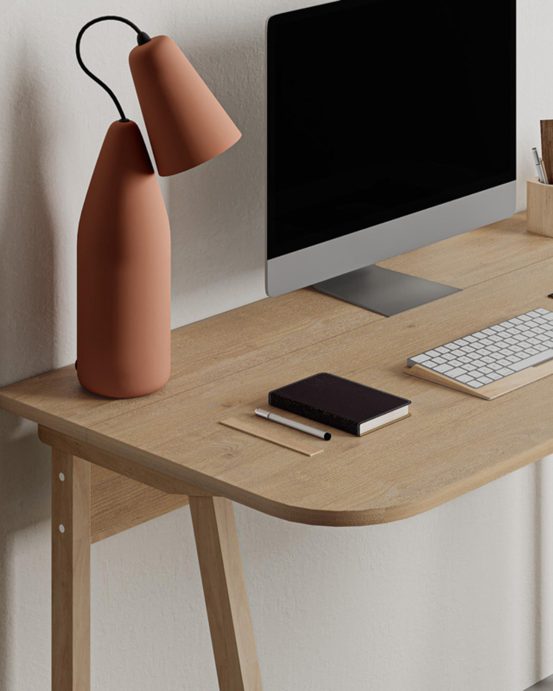 Modern Γραφείο Εργασίας με Ξύλινα Πόδια 120cm φυσικό - Image 4