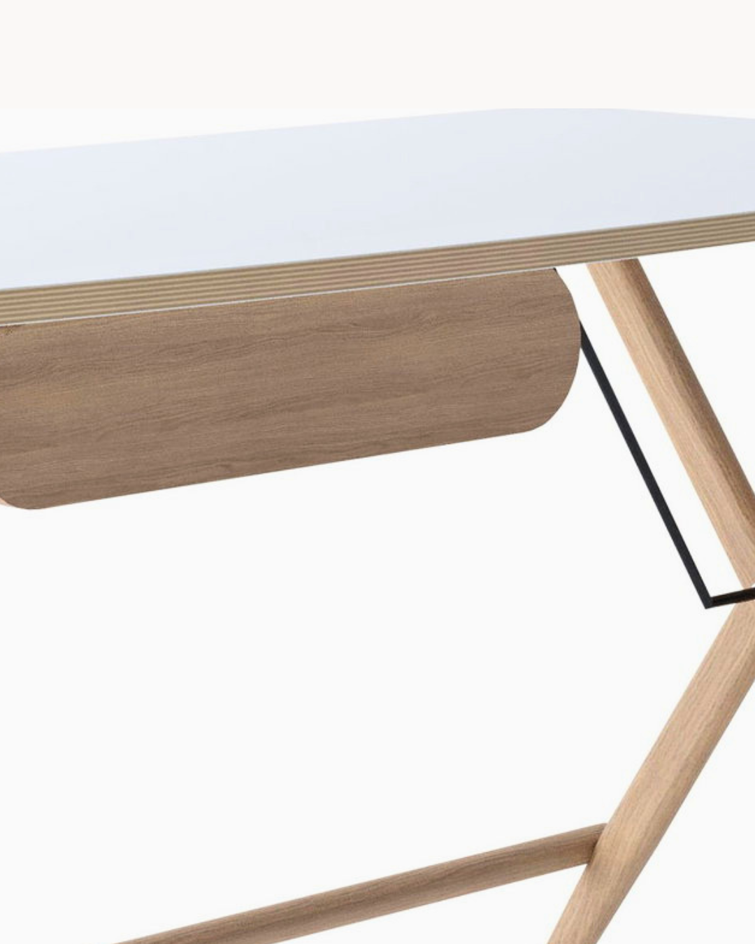 Modern Γραφείο με Ξύλινα Πόδια 135cm φυσικό/λευκό - Image 7