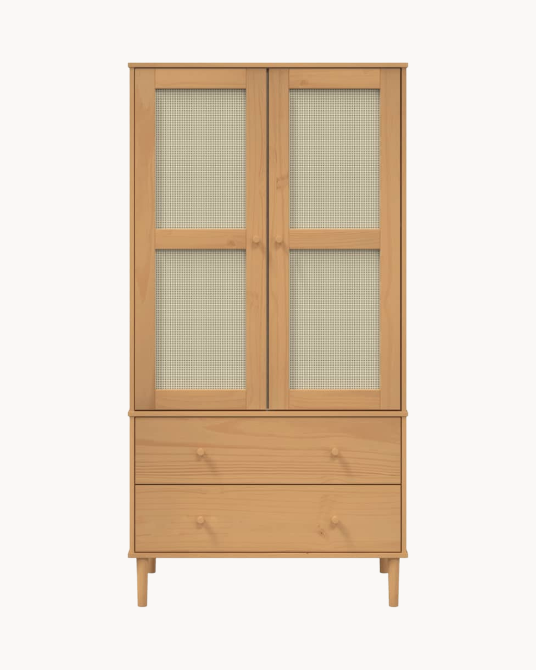 Boho Mid-Century Μασίφ Ξύλινη Ντουλάπα 90 εκ. Μελί - Image 4