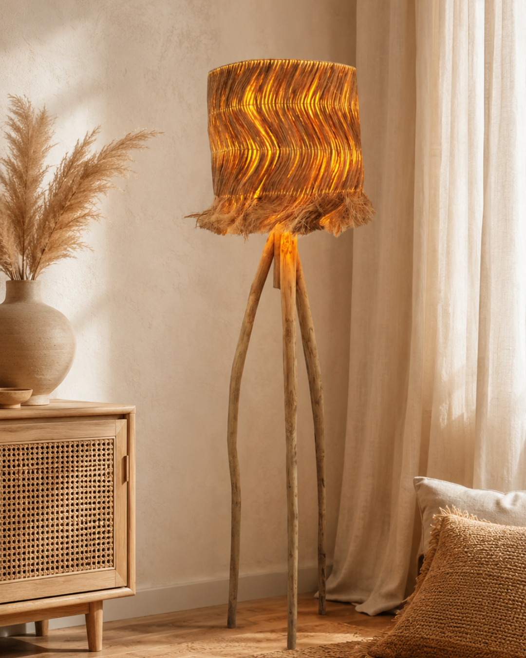 Organic Φωτιστικό Δαπέδου από Μασίφ Ξύλο Teak 50x50x158 εκ. Φυσικό - Image 2