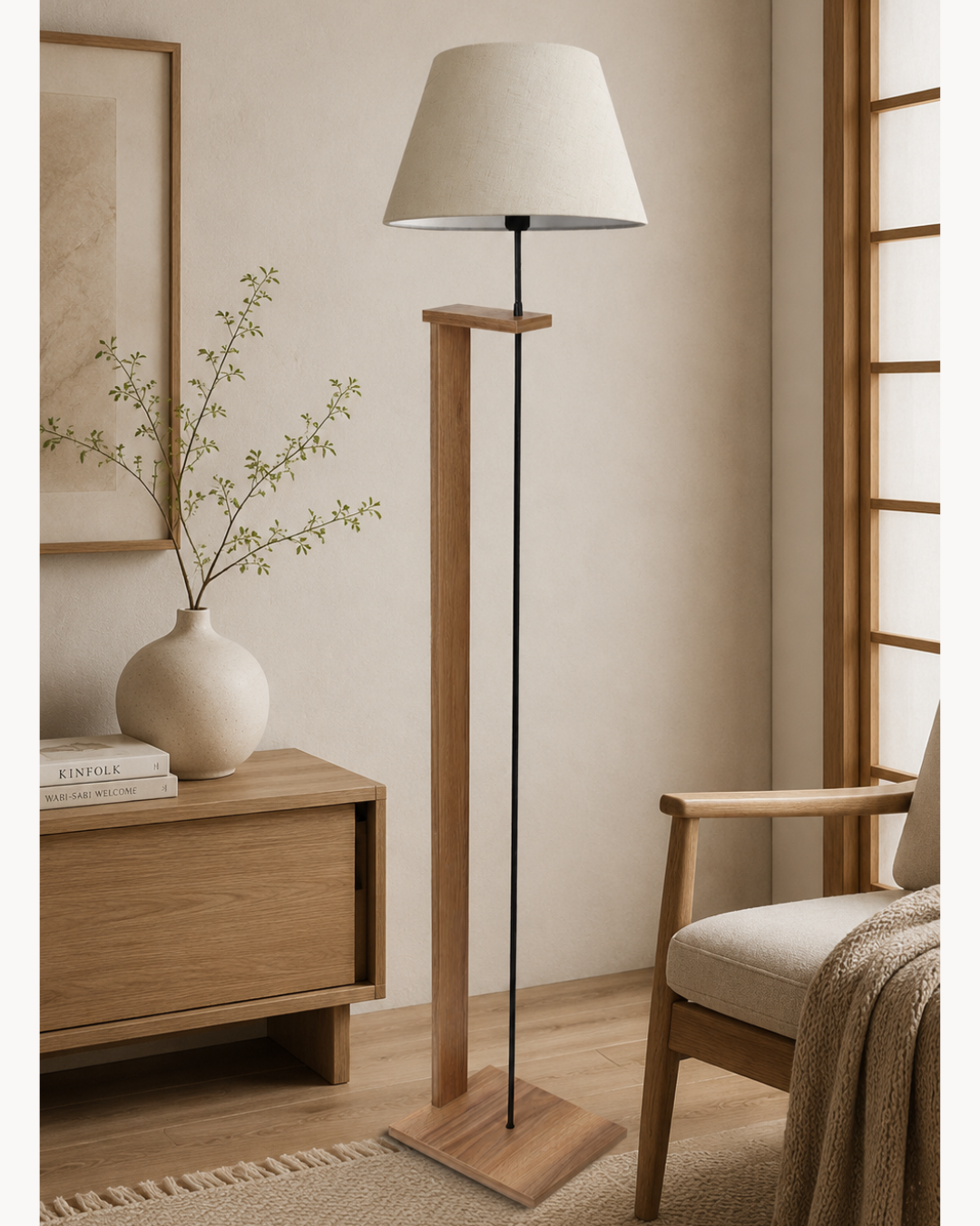 Modern Φωτιστικό Δαπέδου 38x21x150 εκ. Φυσικό - Image 2
