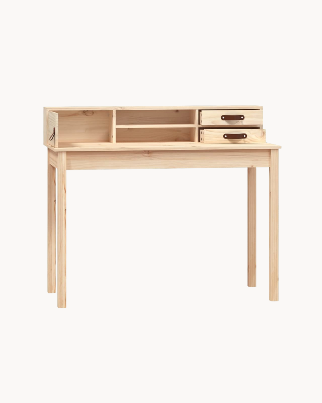 Minimal Ξύλινο Γραφείο με δύο ανοιχτά ράφια 110cm φυσικό - Image 3
