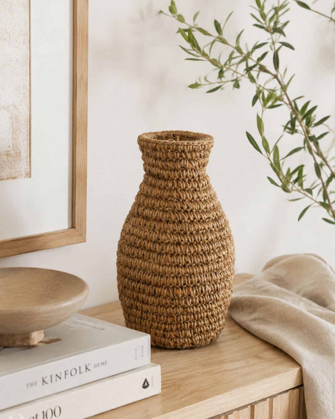 Organic Διακοσμητικό Βάζο από Sisal 20x20x33 εκ. Φυσικό - Image 2