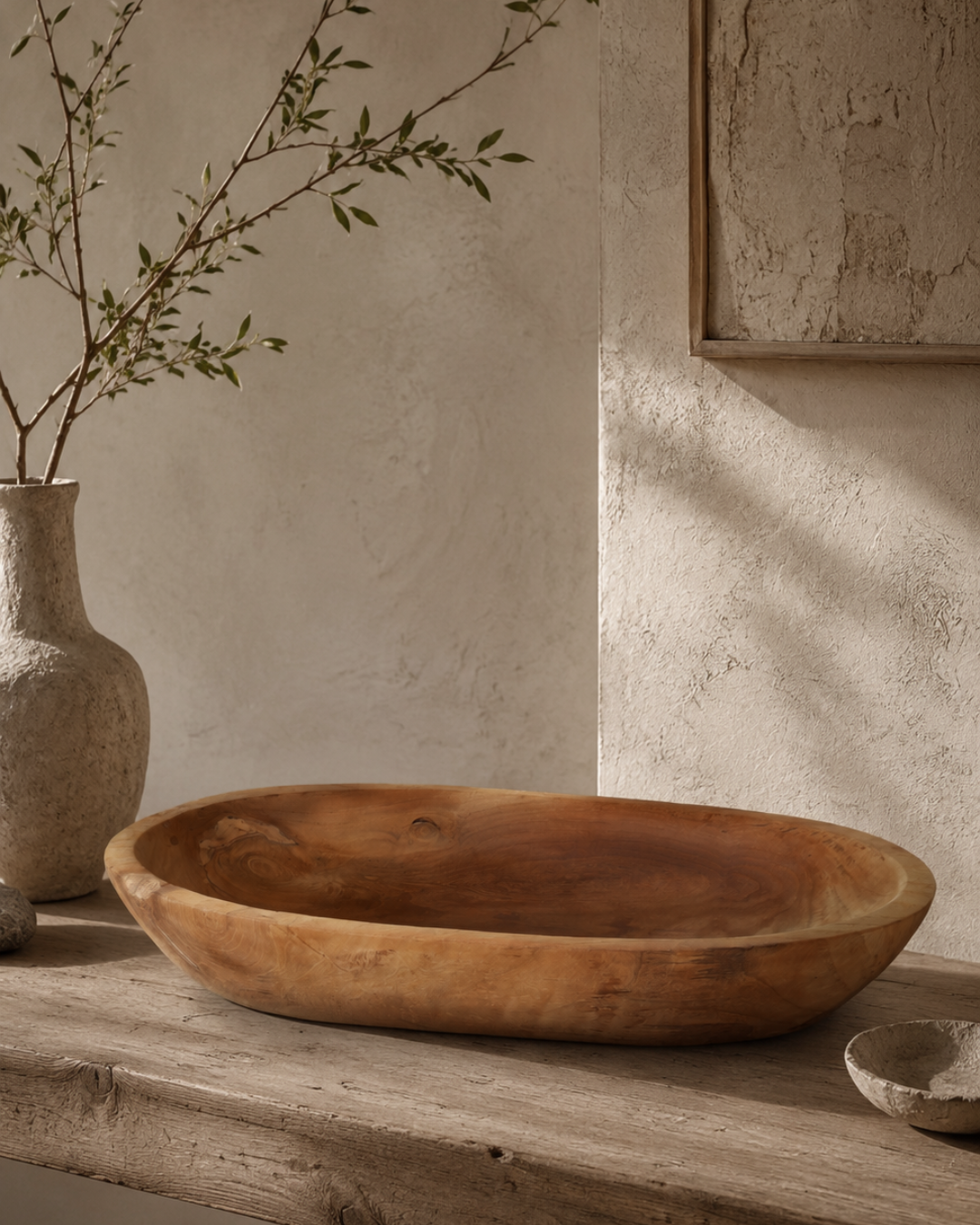 Organic Χειροποίητο Διακοσμητικό Μπολ από Ξύλο Teak 50,5x30x7 εκ. Φυσικό - Image 2
